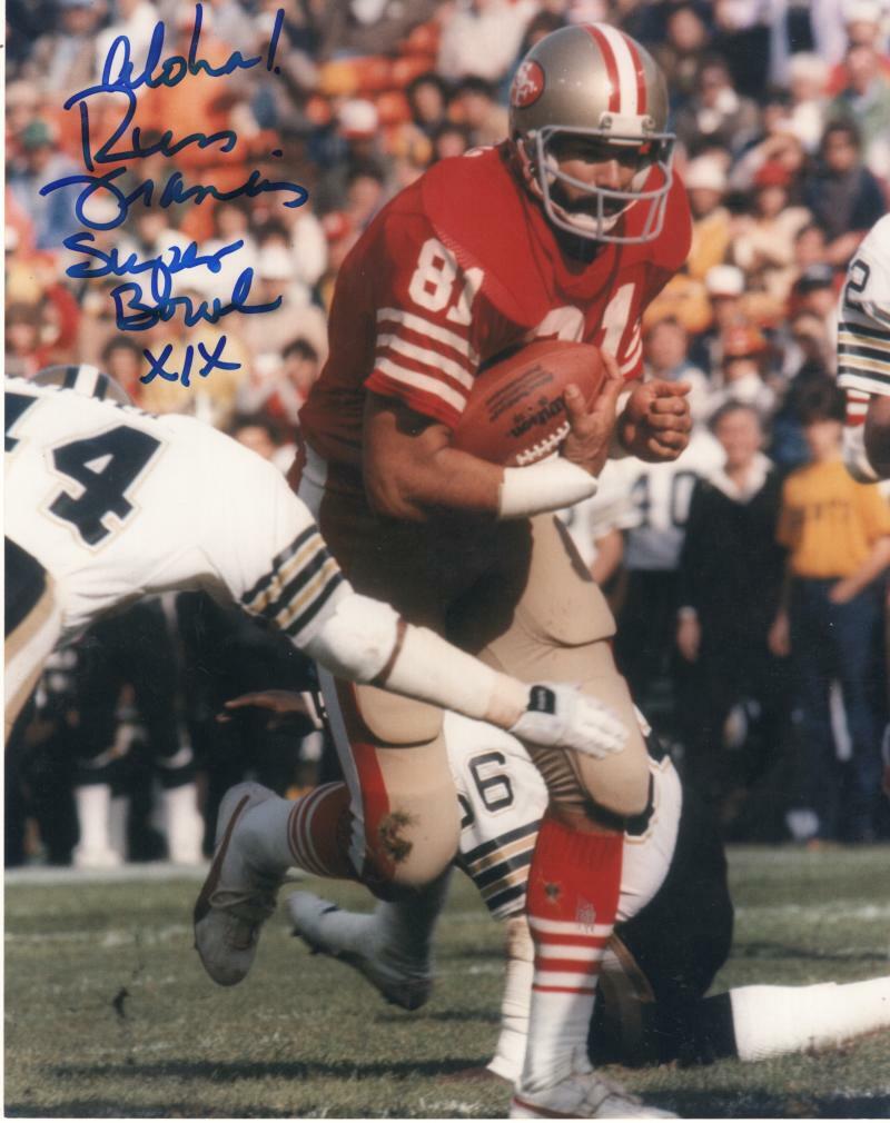 RUSS FRANCIS 49ERS SUPER BOWL XIX  SIGNED AUTOGRAPHED 8X10 PHOTO W/ COA
