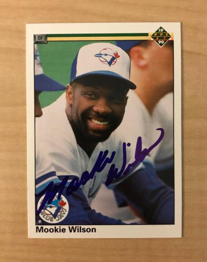 MOOKIE WILSON TORONTO BLUE JAYS AUTOGRAPHED 1990 UPPER DECK CARD #481 W/COA 