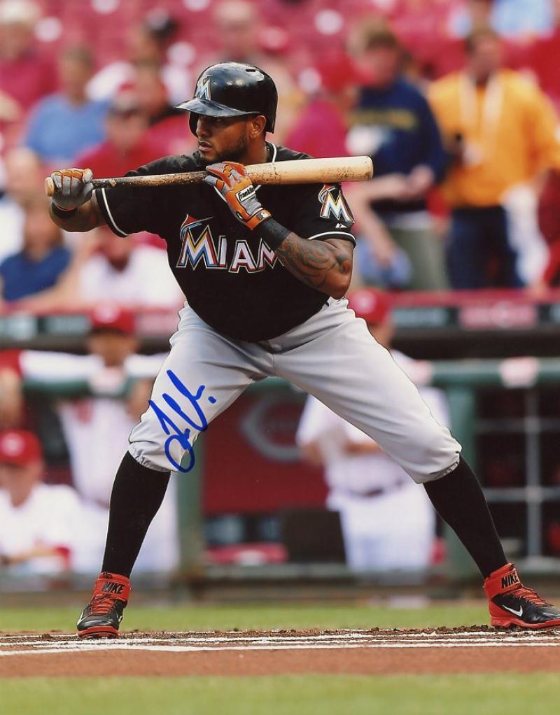 JORDANNY VALDESPIN BUNTING FLORIDA MARLINS SIGNED 8x10 PHOTO JSA SOA