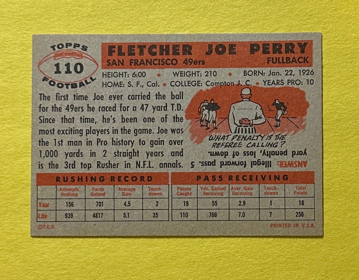 1956 TOPPS JOE PERRY #110 49ERS