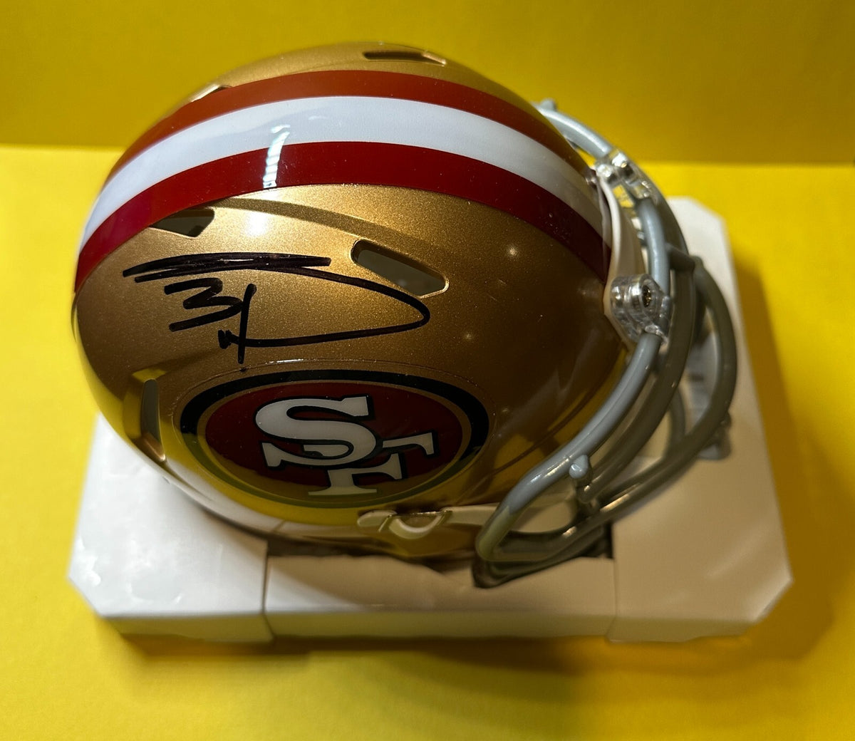 DONTE WHITNER 49ERS SIGNED AUTOGRAPHED SPEED GOLD MINI HELMET BECKETT