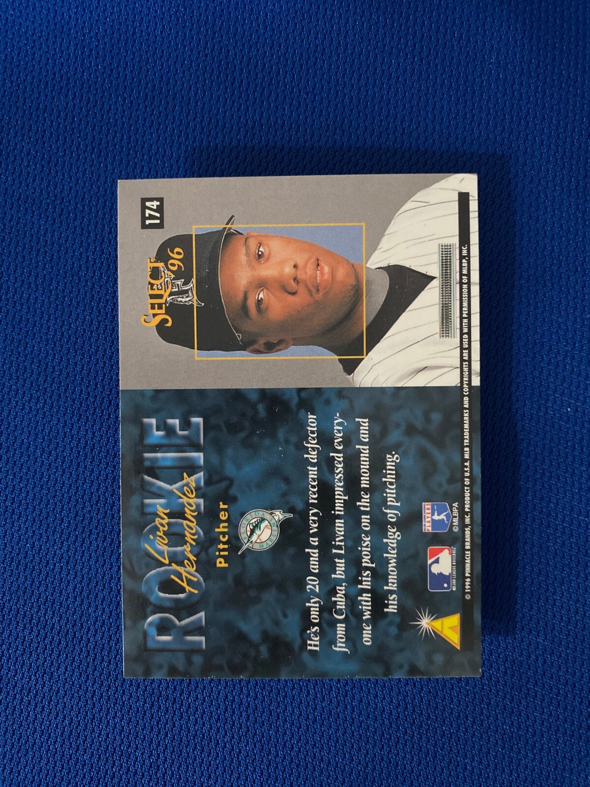 1996 SELECT LIVAN HERNANDEZ FLORIDA MARLINS AUTOGRAPH RC SIGNED CARD #174 COA *