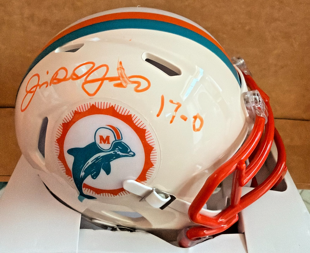 JIM DEL GAIZO MIAMI DOLPHINS SIGNED RETRO MINI HELMET JSA