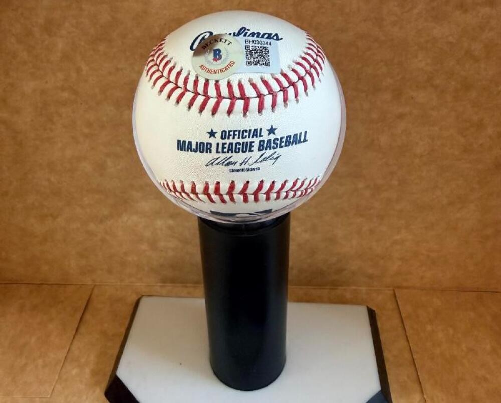 MATT OLSON ATLANTA BRAVES SIGNED AUTOGRAPHED M.L. BASEBALL BECKETT AUTH