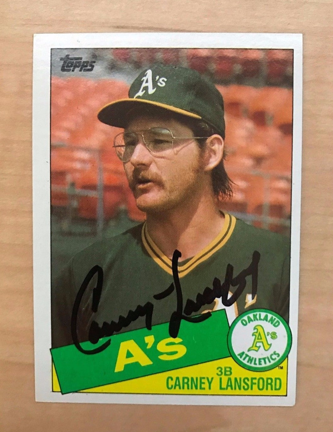 CARNEY LANSFORD OAKLAND ATHLETICS SIGNED AUTOGRAPHED 1985 TOPPS #422 W/COA