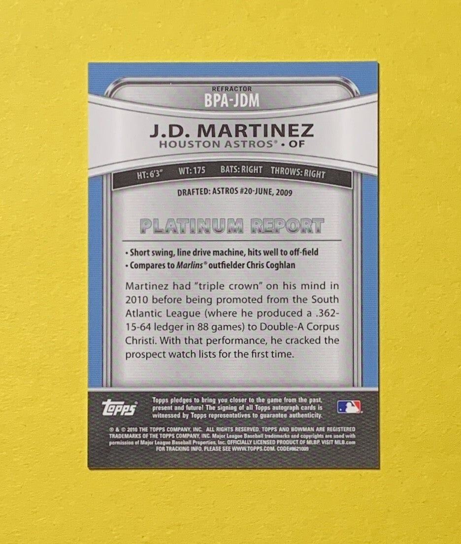 2010 BOWMAN PLATINUM J.D. MARTINEZ REFRACTOR AUTO #BPA-JDM