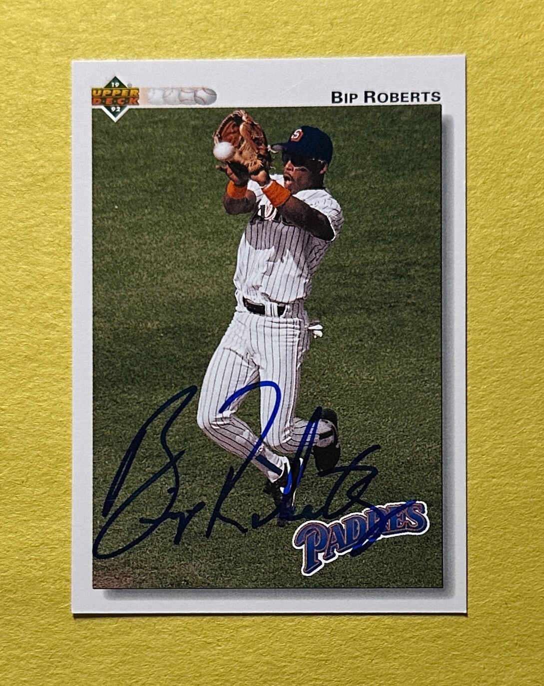1992 UPPER DECK BIP ROBERTS SIGNED AUTOGRAPH CARD W/ COA #141 PADRES