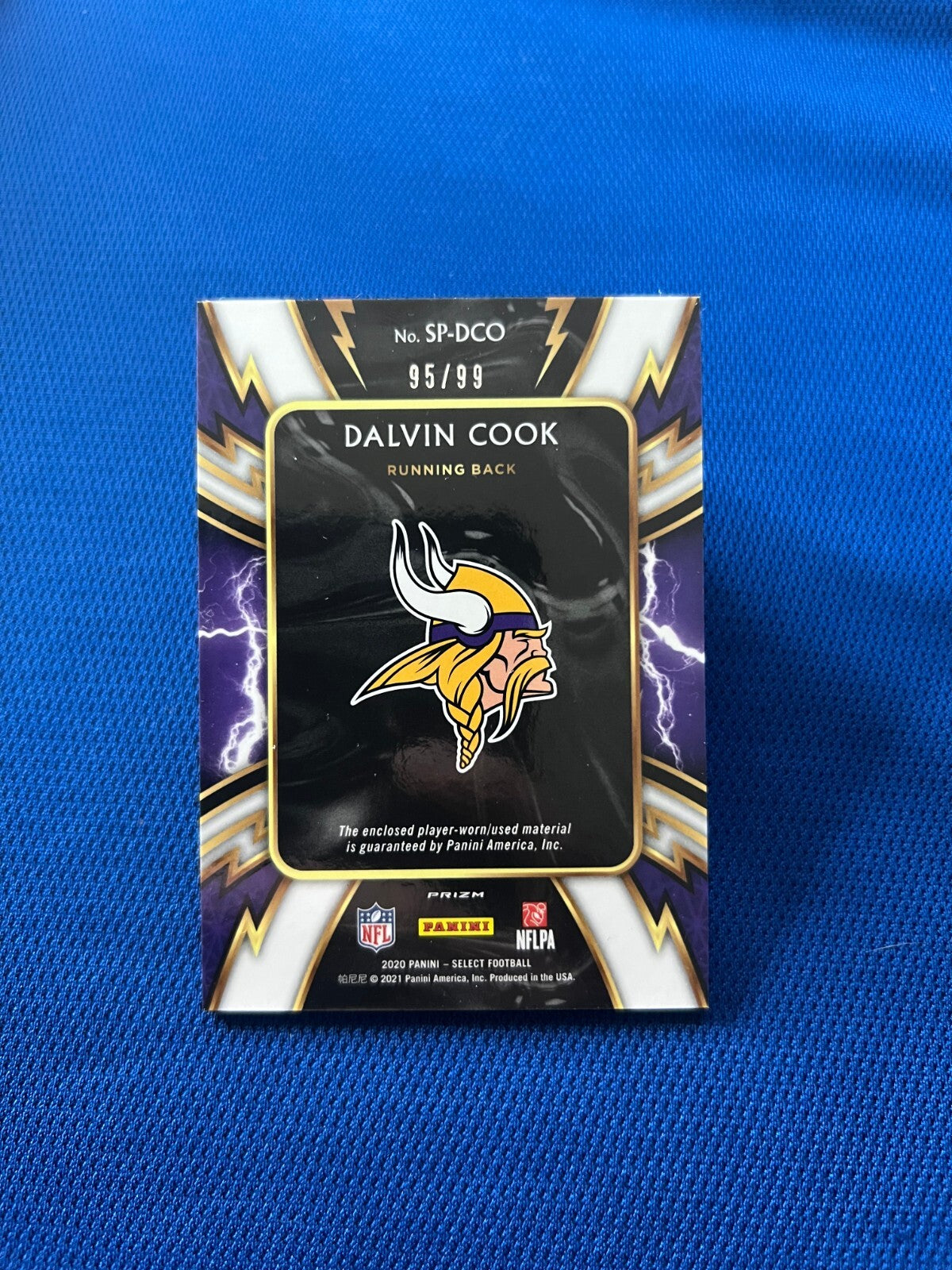 2020 SELECT DALVIN COOK MINNESOTA VIKINGS JERSEY CARD /99 #SP-DCO