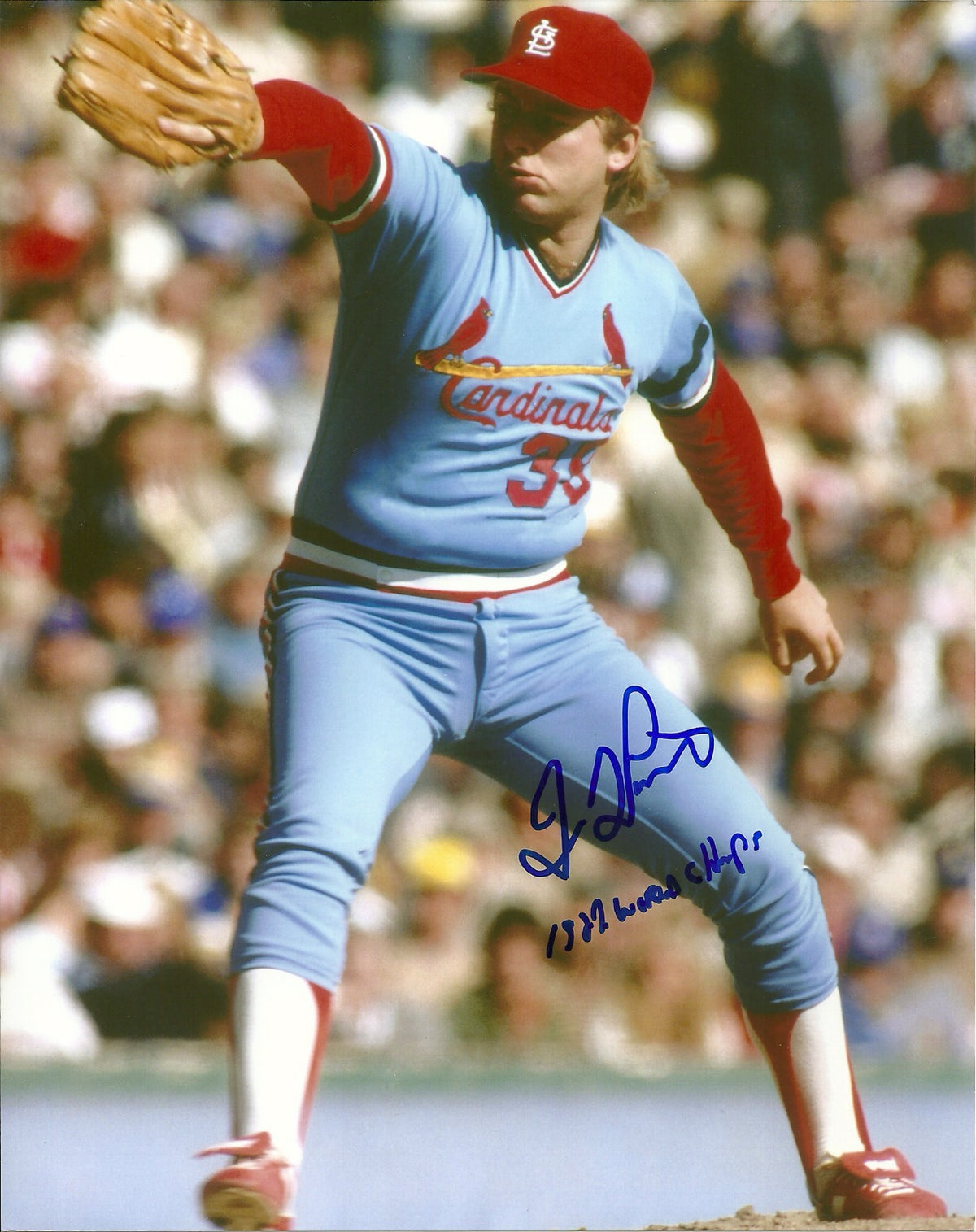 DAVE LAPOINT ST LOUIS CARDINALS SIGNED AUTOGRAPHED 8x10 PHOTO W/COA 82 WS CHAMPS