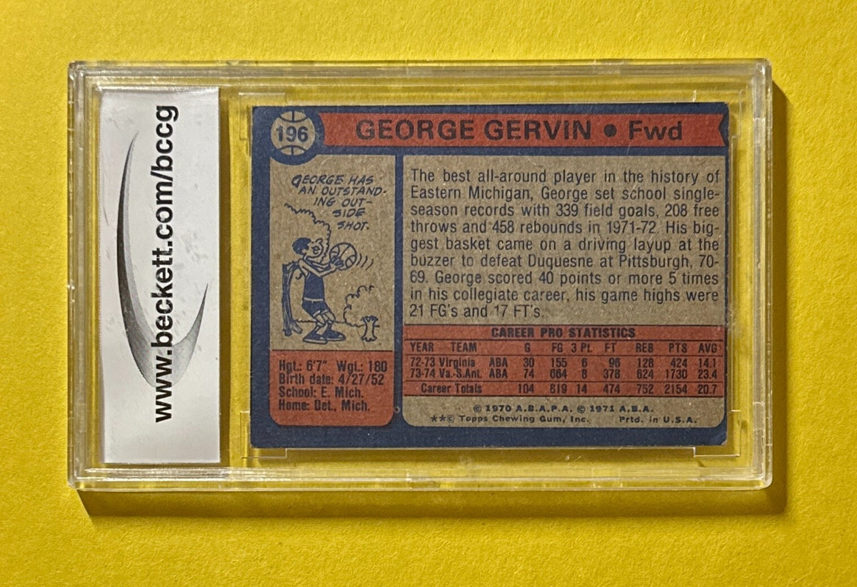 1974-75 TOPPS GEORGE GERVIN #196 BCCG EXCELLENT OR BETTER 8 SPURS