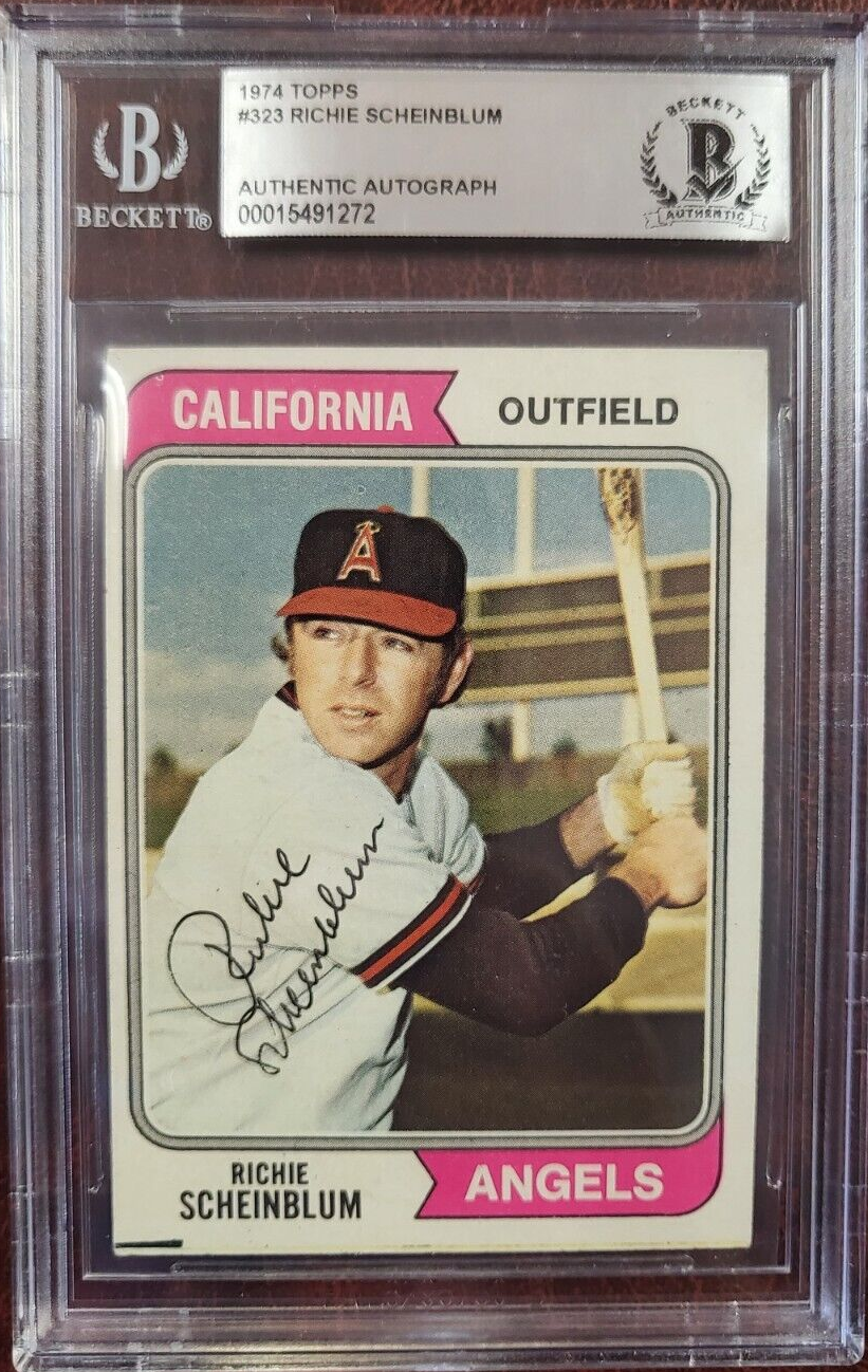 1974 TOPPS RICHIE SCHEINBLUM ANGELS SIGNED AUTOGRAPH #323 CARD BECKETT AUTHENTIC