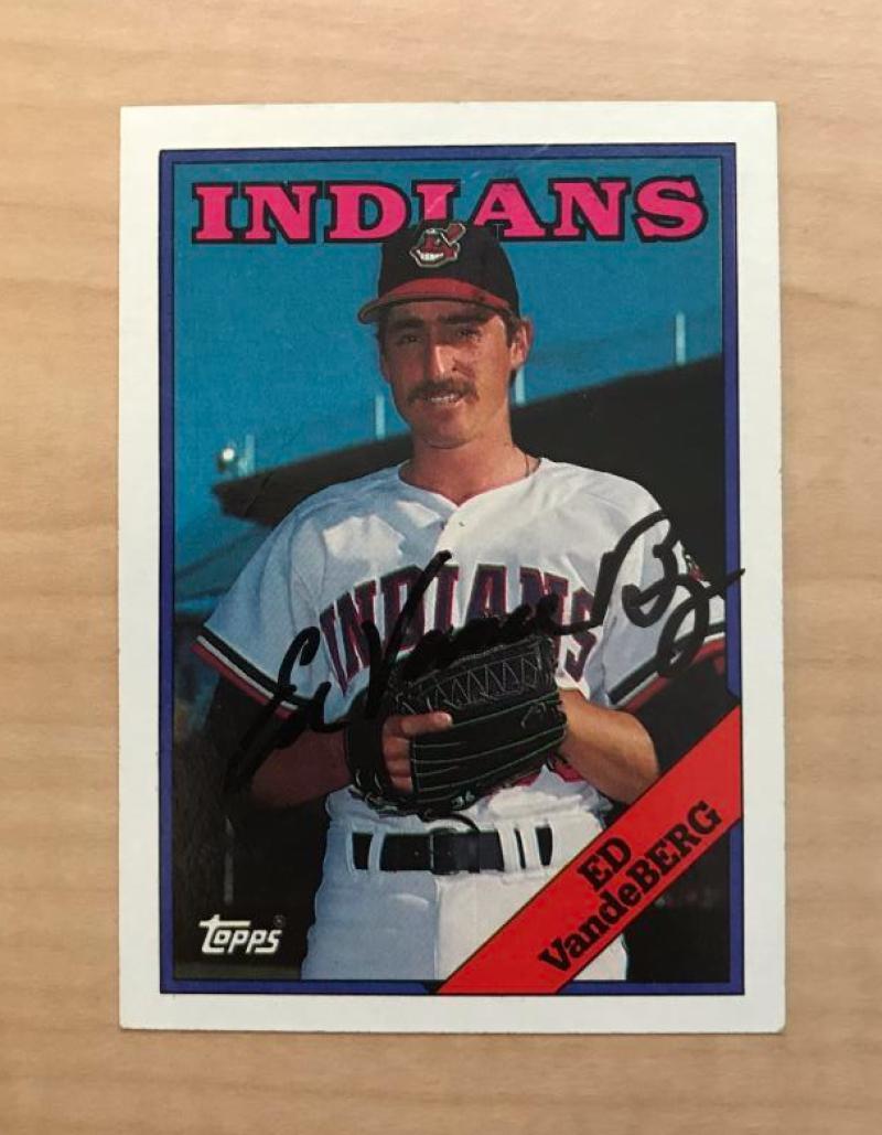 ED VANDEBERG CLEVELAND INDIANS SIGNED AUTOGRAPHED 1988 TOPPS CARD #421 W/COA 