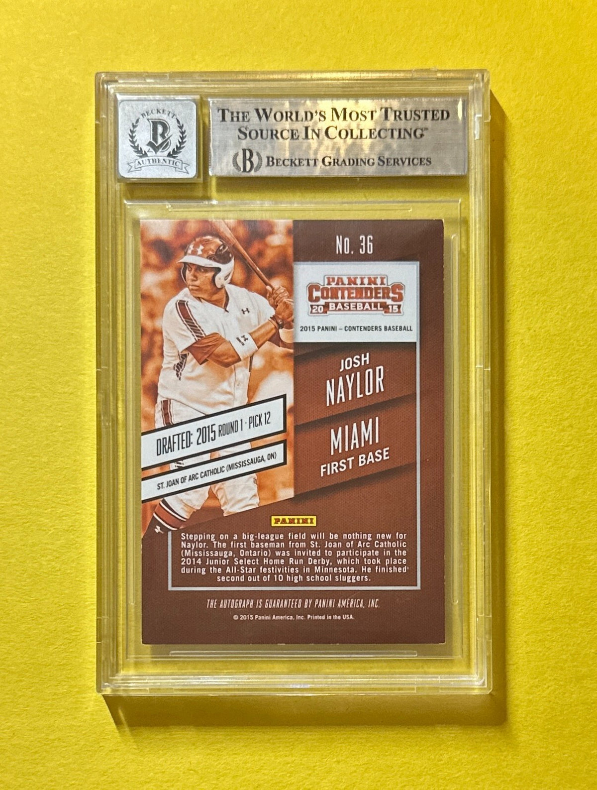 2016 PANINI CONTENDERS JOSH NAYLOR #36 SIGNED AUTO CARD BECKETT AUTH 10