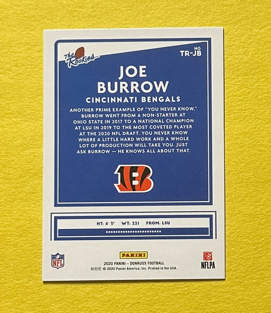 2020 PANINI DONRUSS JOE BURROW THE ROOKIES #TR-JB BENGALS RC