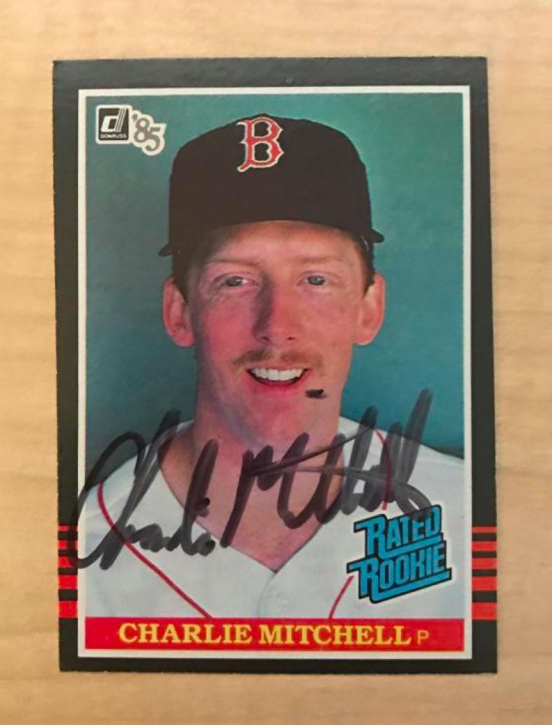 CHARLIE MITCHELL BOSTON RED SOX SIGNED AUTOGRAPHED 1985 DONRUSS RATED ROOKIE CAR