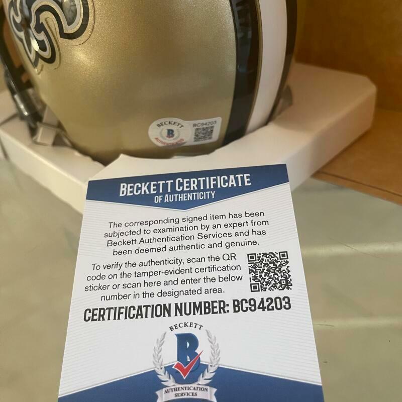 TRE' QUAN SMITH NEW ORLEANS SAINTS SIGNED RIDDELL MINI HELMET BECKETT