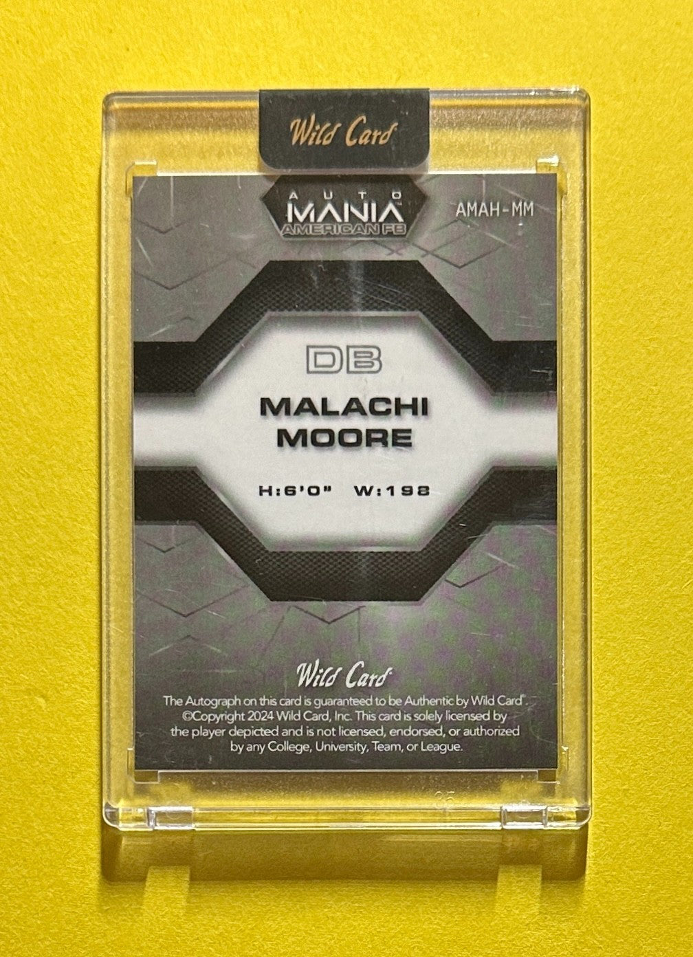 2024 WILD CARD MALACHI MOORE AUTOGRAPH 1/1 #AMAH-MM PRC