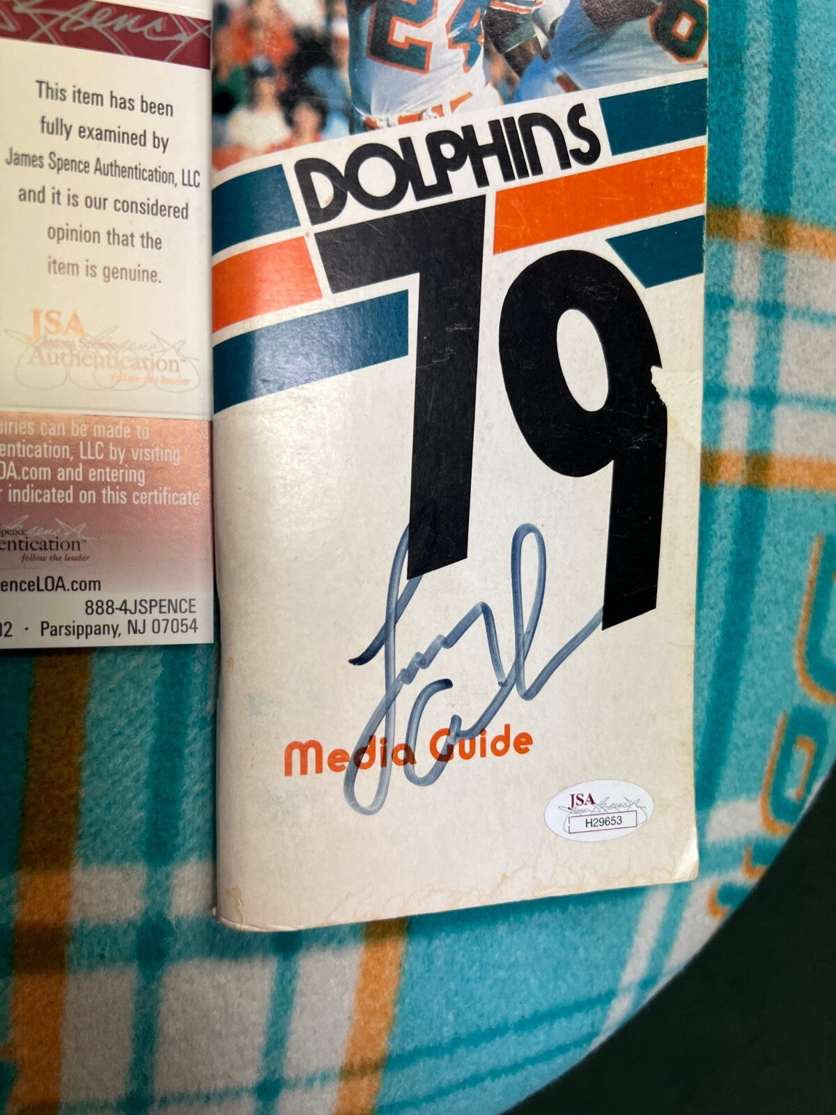 LARRY CZONKA MIAMI DOLPHINS SIGNED AUTOGRAPHED 79 MEDIA GUIDE JSA COA