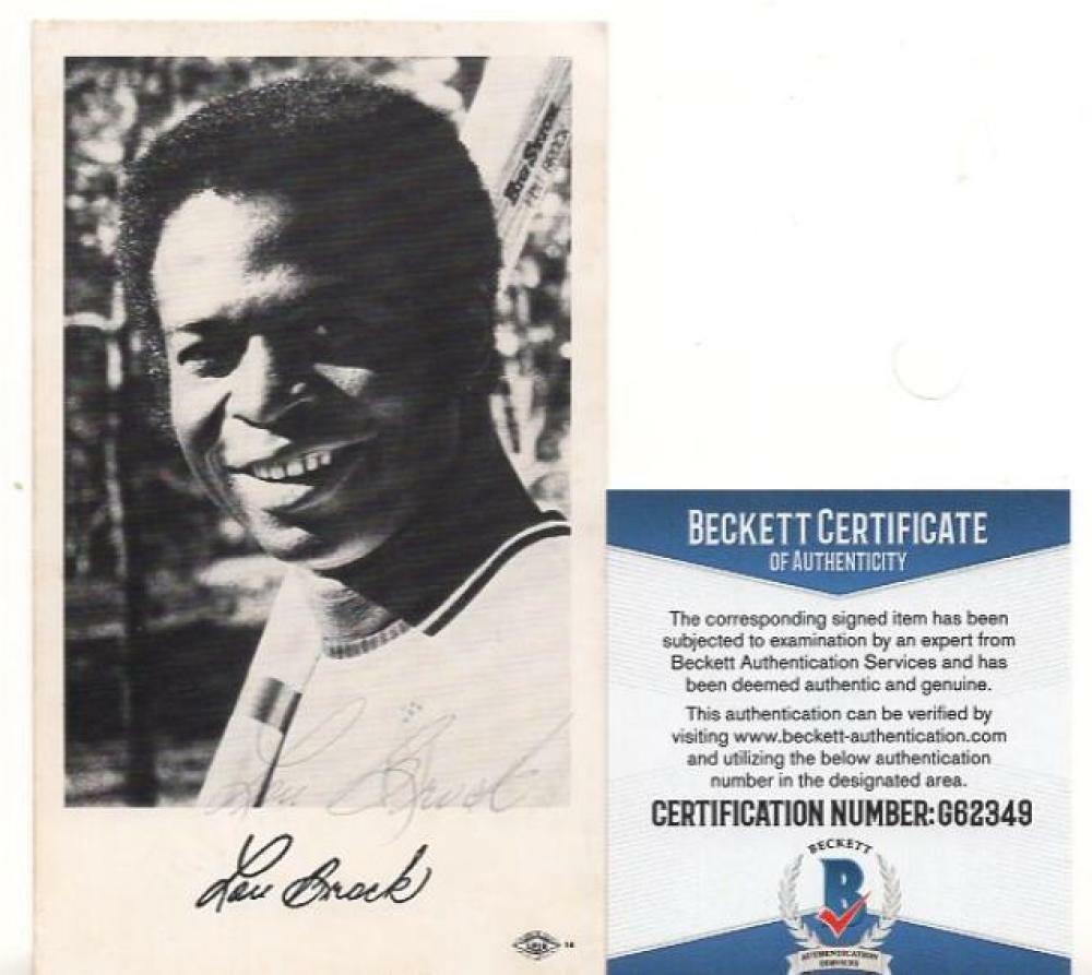 LOU BROCK ST. LOUIS CARDINALS SIGNED POST CARD BECKETT G62349