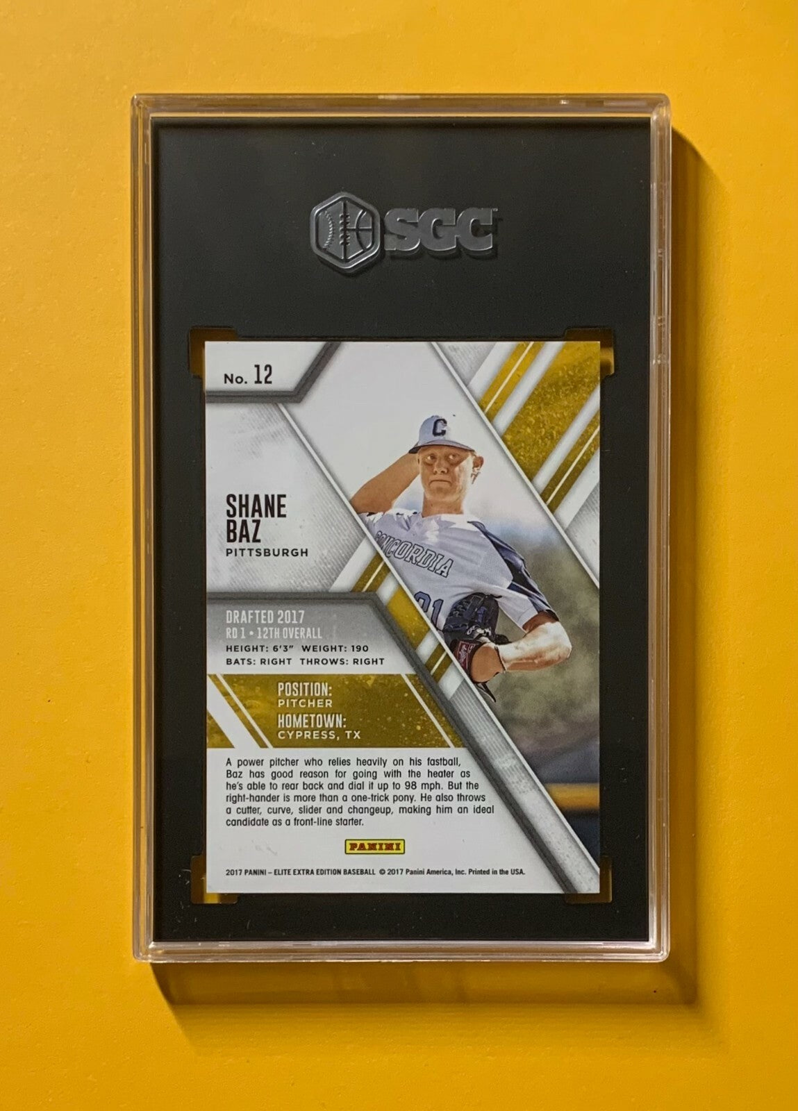2017 PANINI ELITE EXTRA EDITION SHANE BAZ /200 #12 MT+ SGC 9.5 PIRATES