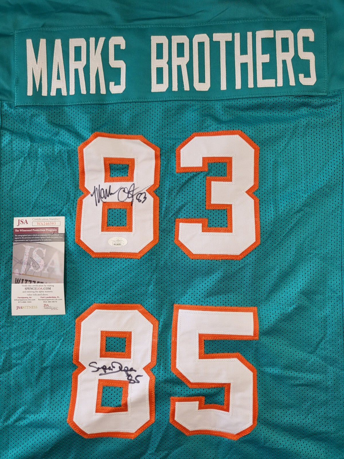 MARKS BROTHERS CLAYTON/DUPER DOLPHINS SIGNED AUTO XL JERSEY JSA COA AUTH