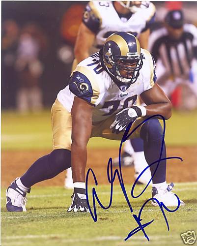 ALEX BARRON ST. LOUIS RAMS SIGNED 8X10 PHOTO W/COA