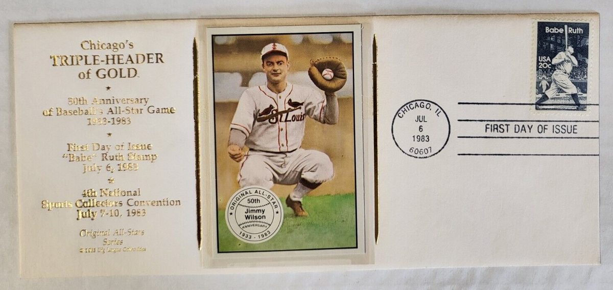 CHICAGO'S TRIPLE-HEADER OF GOLD CACHET FIRST DAY ISSUE BABE RUTH JIMMY WILSON