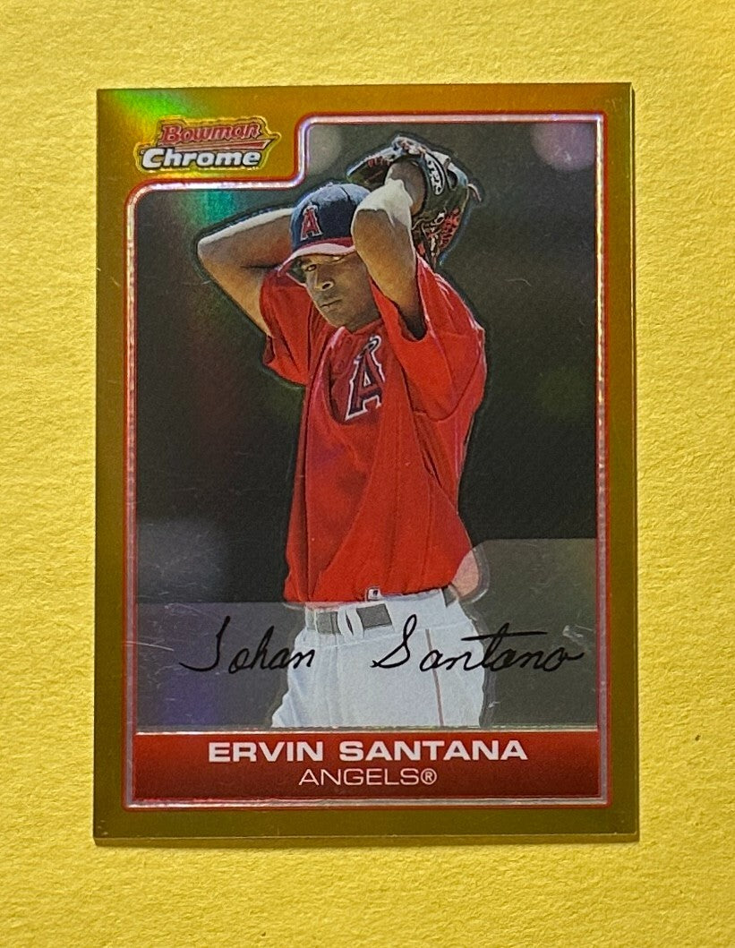 2006 BOWMAN CHROME ERVIN SANTANA GOLD /50 #165 ANGELS