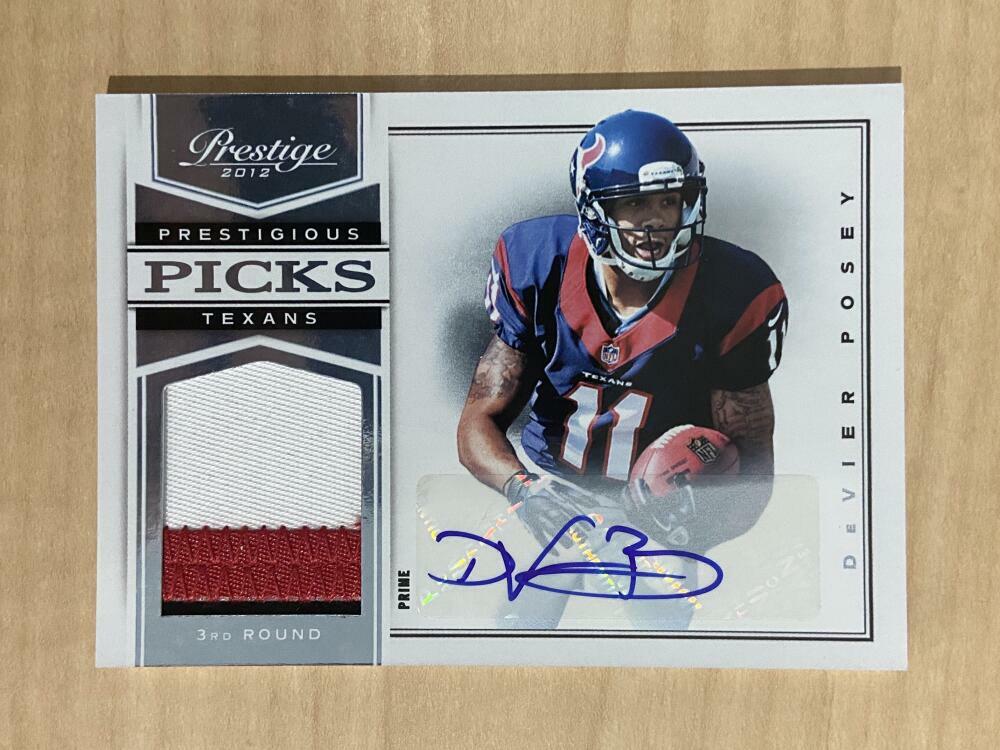 DEVIER POSEY HOUSTON TEXANS SIGNED AUTOGRAPHED 2012 PRESTIGE CARD #17 W/COA