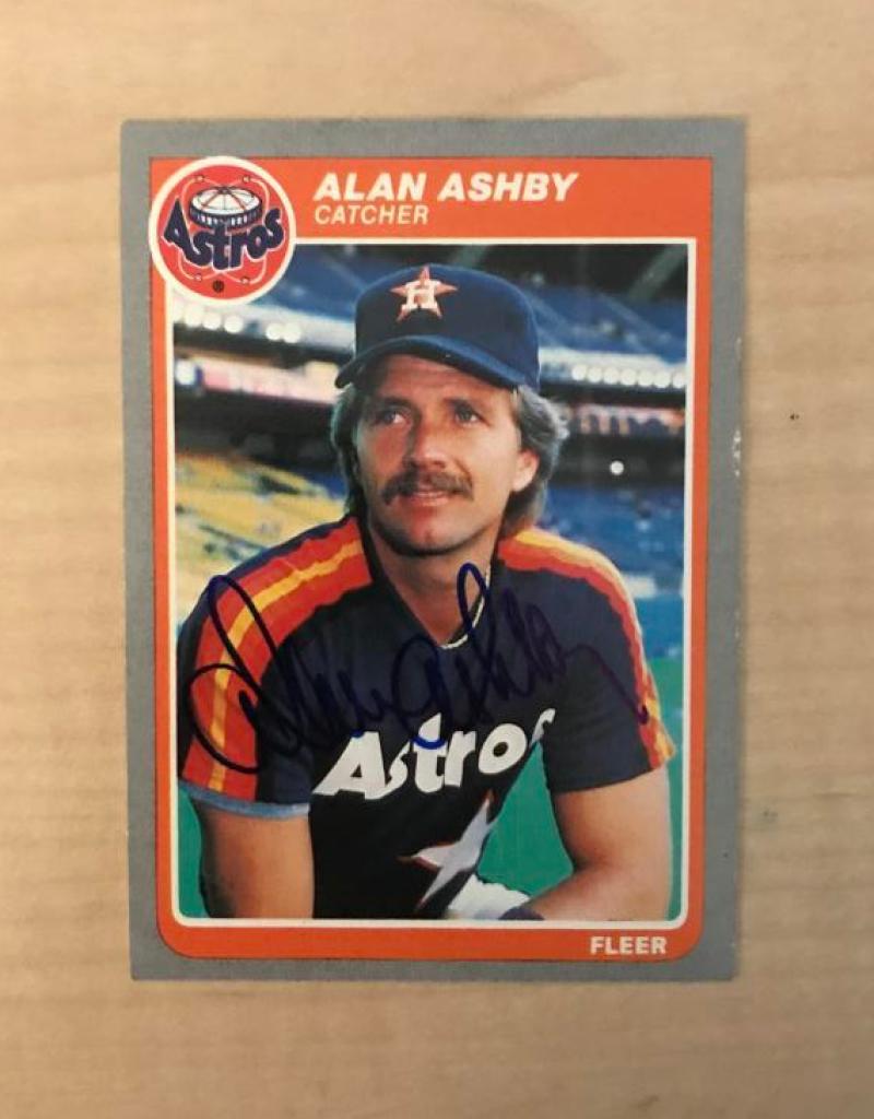 ALAN ASHBY HOUSTON ASTROS SIGNED AUTOGRAPHED 1985 FLEER CARD #343 W/COA