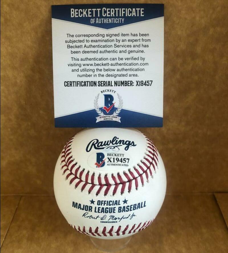 BRANDON LOWE RAYS SIGNED AUTO 20TH ANNIVERSARY RAYS BASEBALL BECKETT X19457