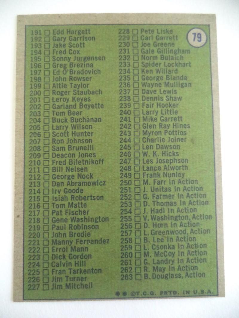 1973 TOPPS UNMARKED CHECKLIST 2ND SERIES #79 CARD 