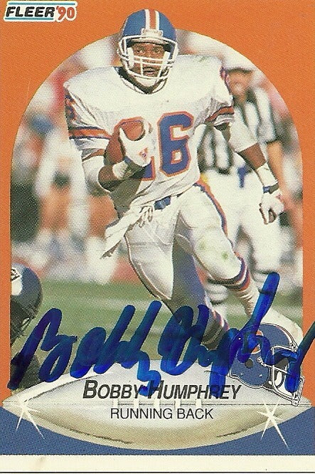 BOBBY HUMPHREY DENVER BRONCOS SIGNED AUTOGRAPHED 1990 FLEER CARD #23 W/COA