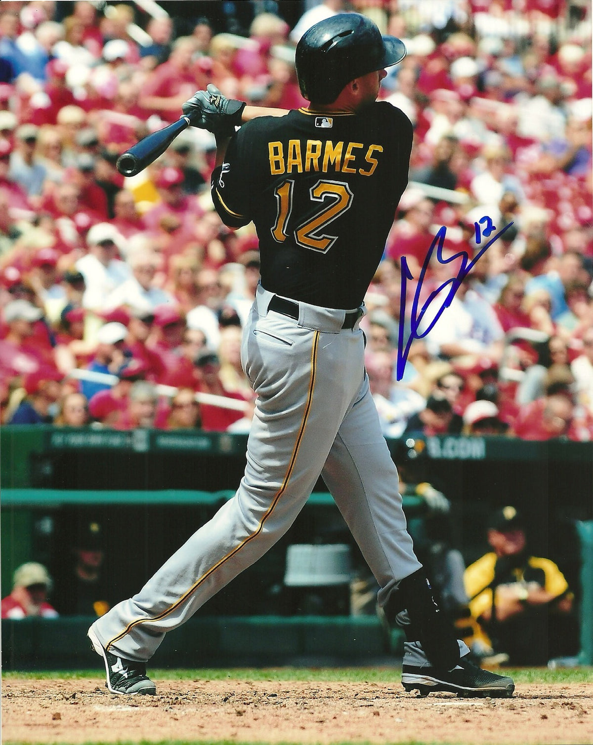 CLINT BARMES PITTSBURGH PIRATES SIGNED AUTOGRAPHED 8x10 PHOTO W/COA SWINGING