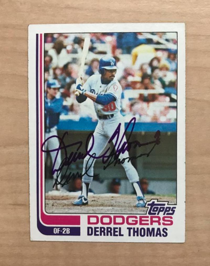 DERREL THOMAS LOS ANGELES DODGERS SIGNED AUTOGRAPHED 1982 TOPPS CARD #348 W/COA