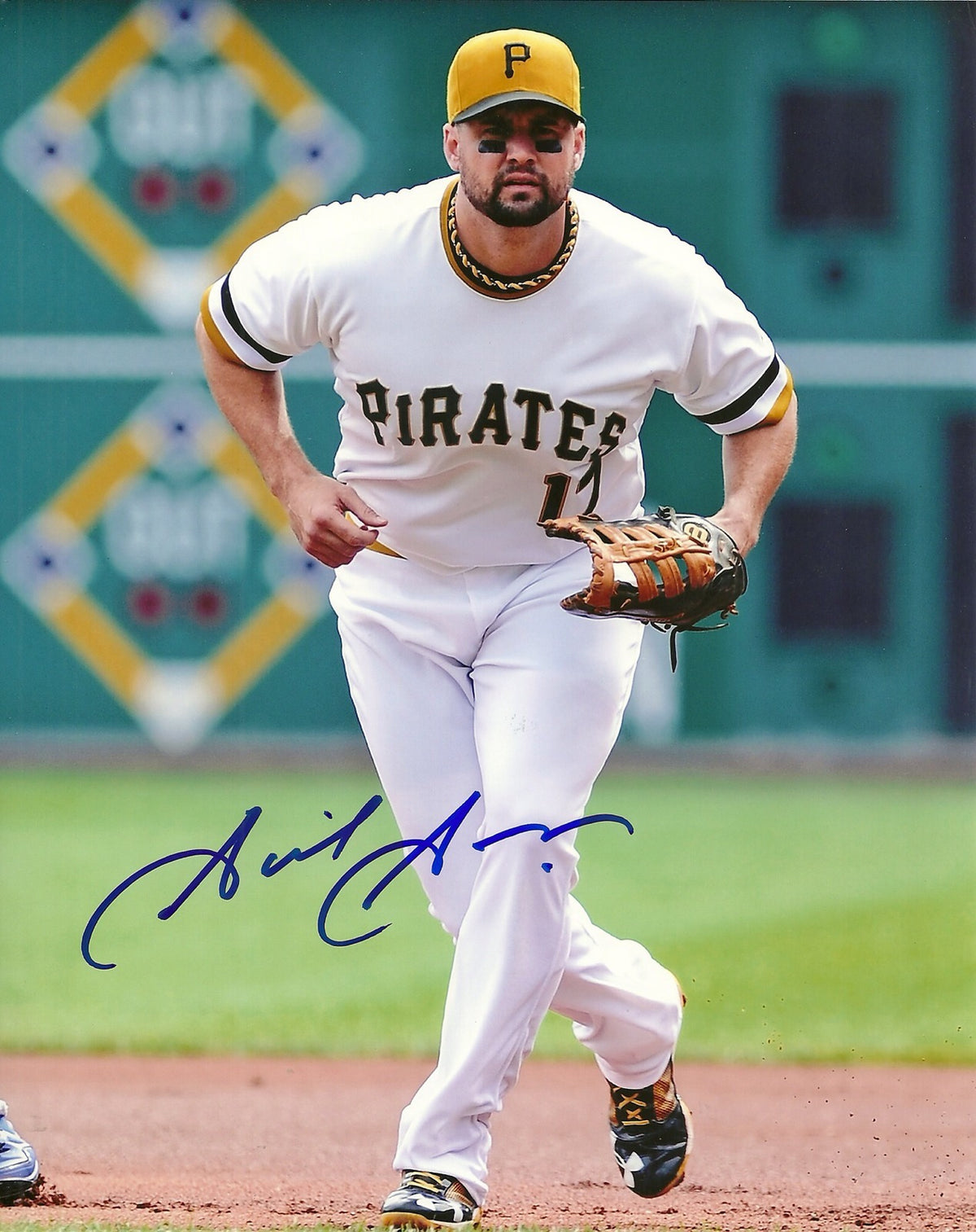GABY SANCHEZ PITTSBURGH PIRATES SIGNED AUTOGRAPHED 8x10 PHOTO W/COA INFIELD