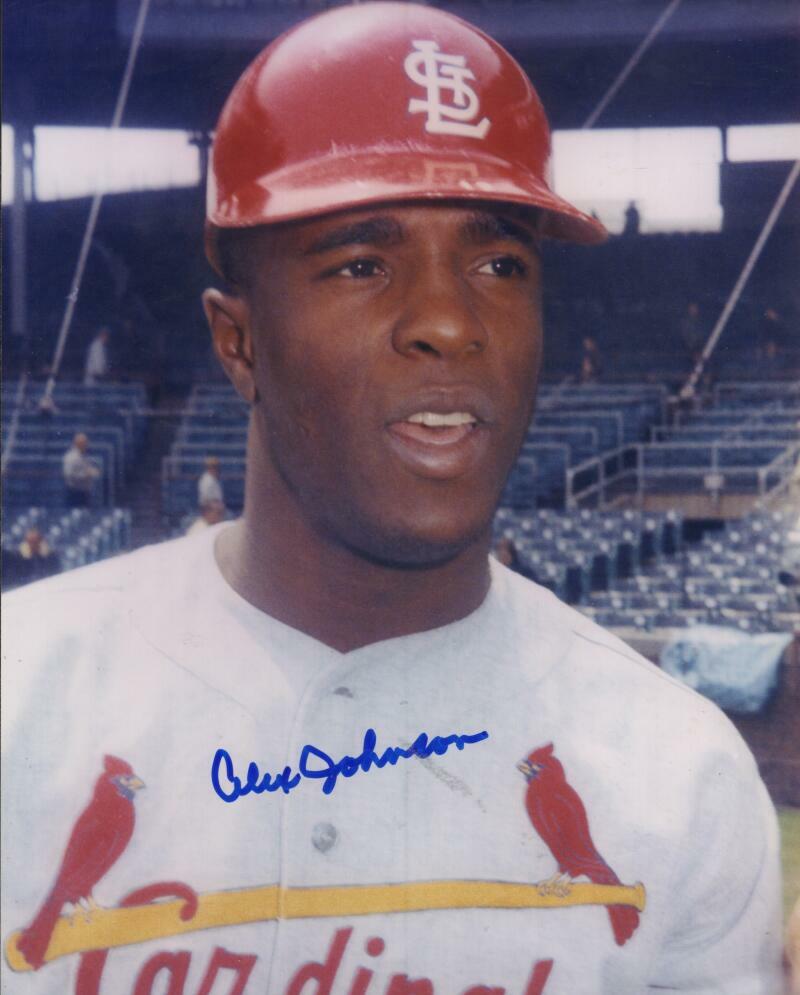 ALEX JOHNSON  ST. LOUIS CARDINALS  SIGNED AUTOGRAPHED 8X10 PHOTO W/ COA