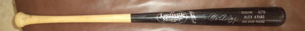 ALEX ARIAS SAN DIEGO PADRES SIGNED LOUISVILLE SLUGGER GAME USED BAT W/COA