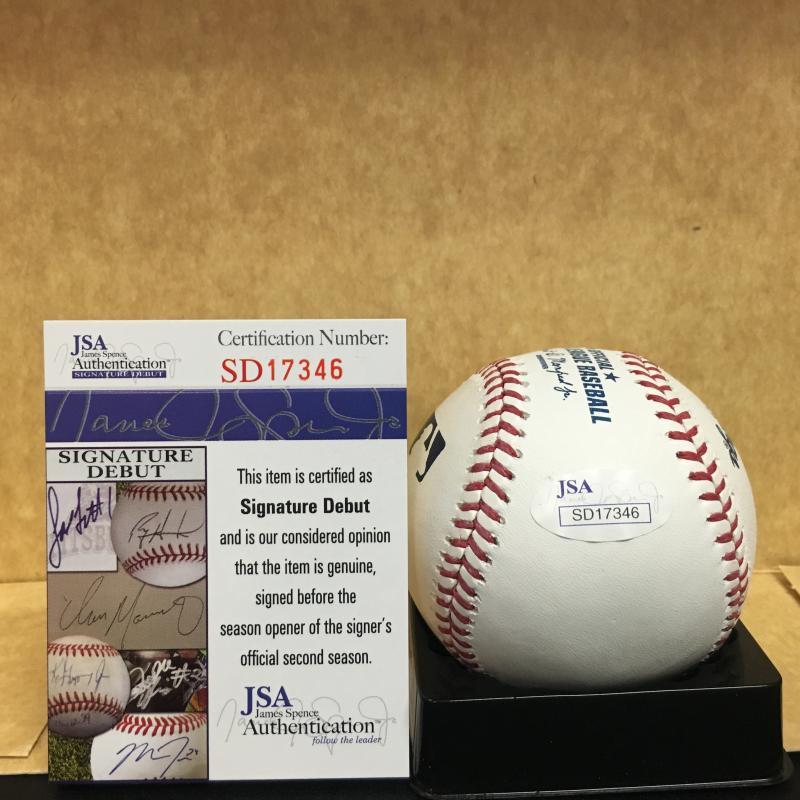 CHRIS SHAW SAN FRANCISCO GIANTS SIGNATURE DEBUT M.L. SIGNED BASEBALL JSA SD17346