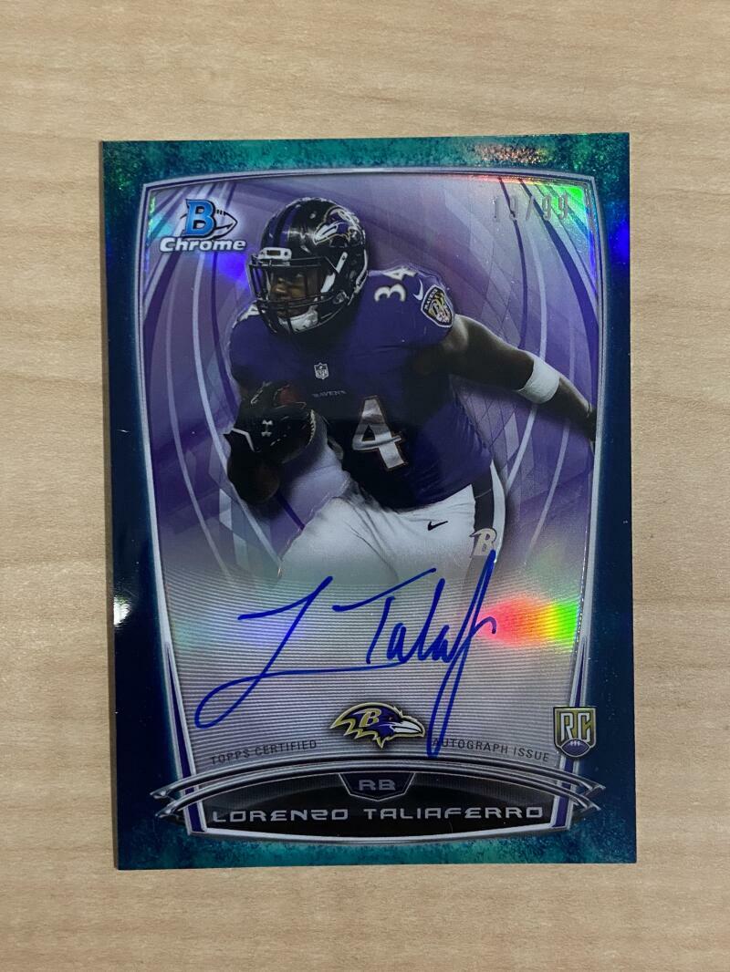 LORENZO TALIAFERRO BALTIMORE RAVENS SIGNED 2014 BOWMAN 19/99 CARD #RCRA-LTA 