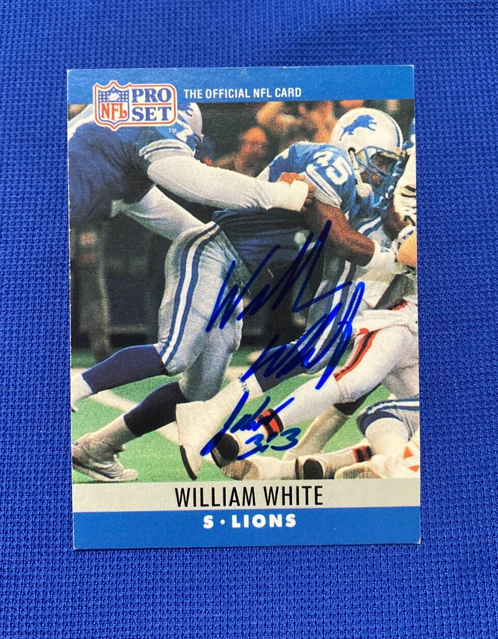 1990 PRO SET WILLIAM WHITE DETROIT LIONS SIGNED AUTOGRAPHED AUTO CARD #104 W/COA