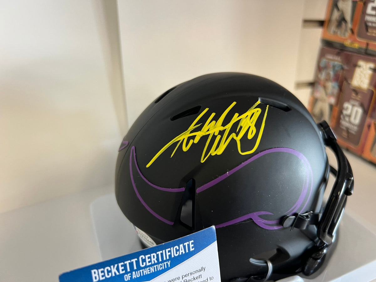 ADRIAN PETERSON MINNESOTA VIKINGS SIGNED AUTOGRAPHED ECLIPSE MINI HELMET BECKETT