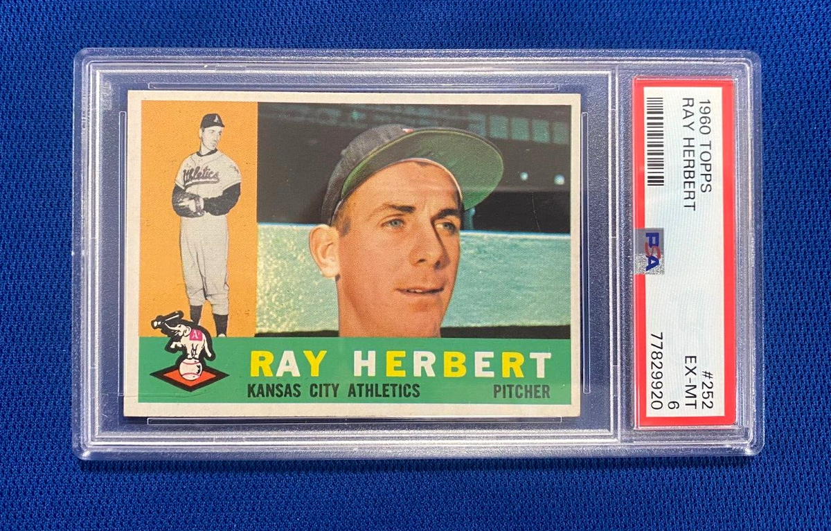 1960 TOPPS RAY HERBERT KANSAS CITY ATHLETICS #252 CARD PSA 6 EX-MT VINTAGE