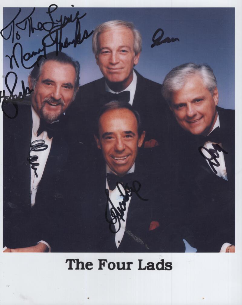 THE FOUR LADS MUSIC SIGNED AUTOGRAPHED 8X10 PHOTO W/ COA