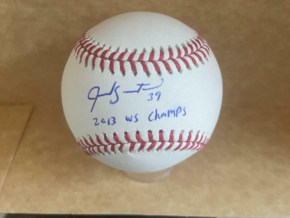 JARROD SALTALAMACCHIA BOSTON RED SOX 2013 WS CHAMPS SIGNED M.L. BASEBALL JSA UU1