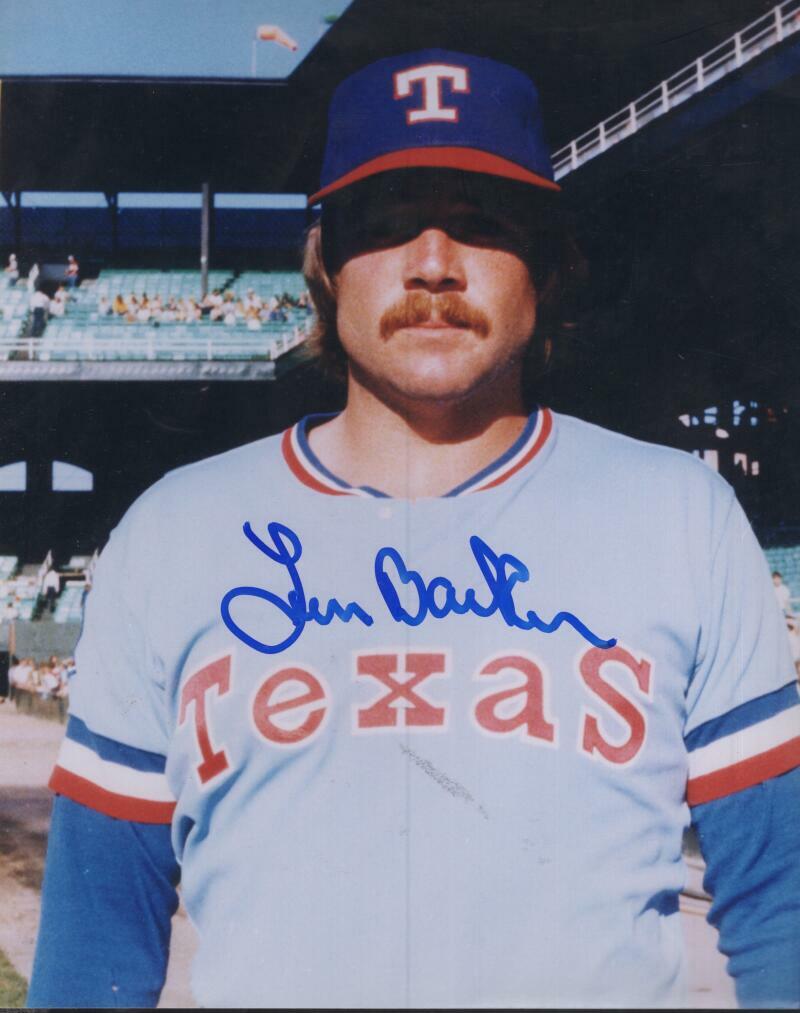 LEN BARKER TEXAS RANGER SIGNED AUTOGRAPHED 8X10 PHOTO W/ COA