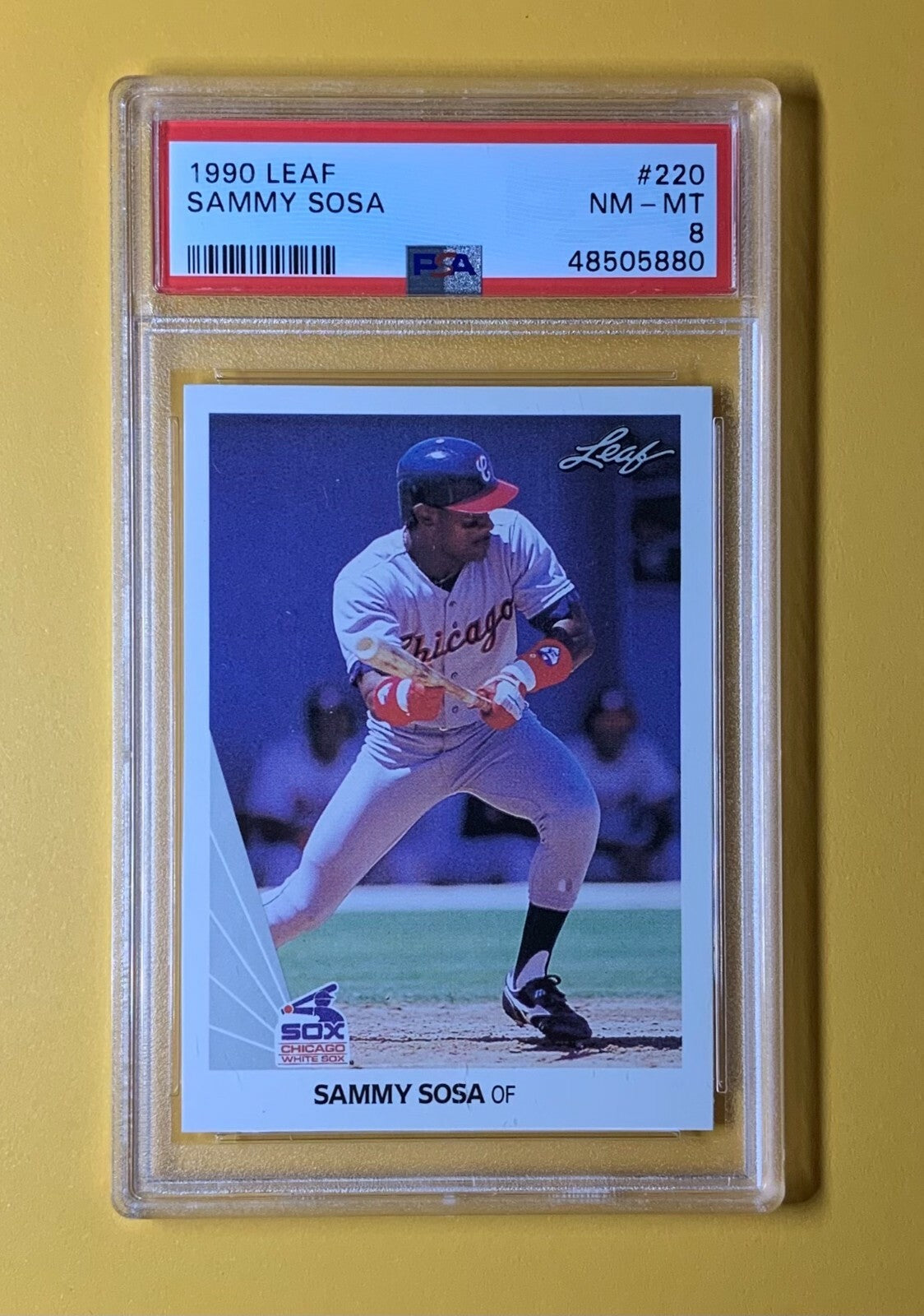 1990 LEAF SAMMY SOSA WHITE SOX #220 ROOKIE NM-MT PSA 8