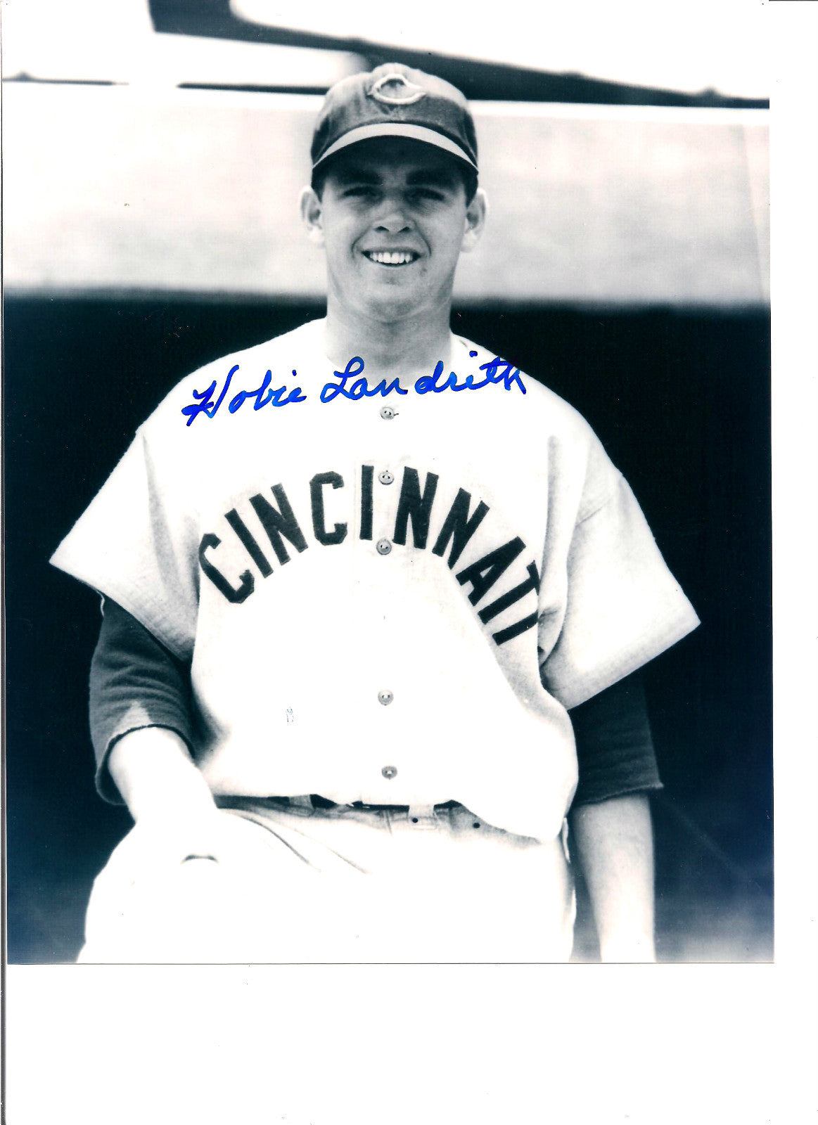 HOBIE LANDRITH CINCINNATI REDS SIGNED AUTOGRAPHED 8X10 PHOTO W/COA