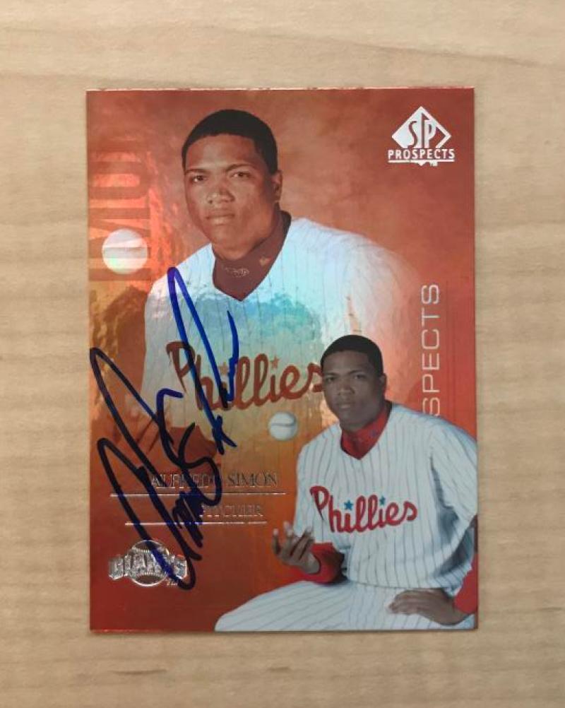 ALFREDO SIMON SAN FRANCISCO GIANTS SIGNED 2004 UPPER DECK SP CARD #184 W/COA