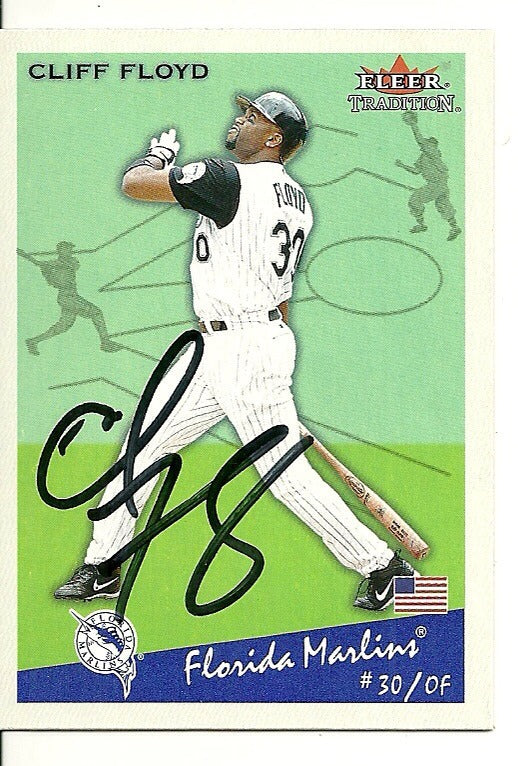 CLIFF FLOYD FLORIDA MARLINS SIGNED AUTO 2002 FLEER CARD #44 W/COA